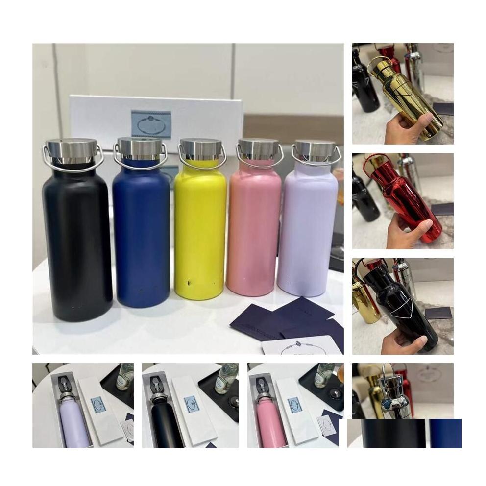 

Water Bottles Designer Trend 500Ml Kettle Bottle 9 Colors Stainless Steel Adts Children Outdoor Cycling Sports Thermal Insation Hips Dhmgb, As picture