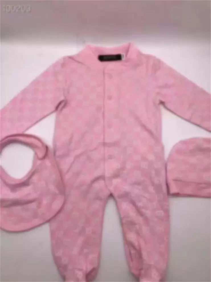 

100% cotton baby Romper boy girl kids designer 1-2 years Newborn summer short sleeves jumpsuit hat Bibs 3 piece set, 001