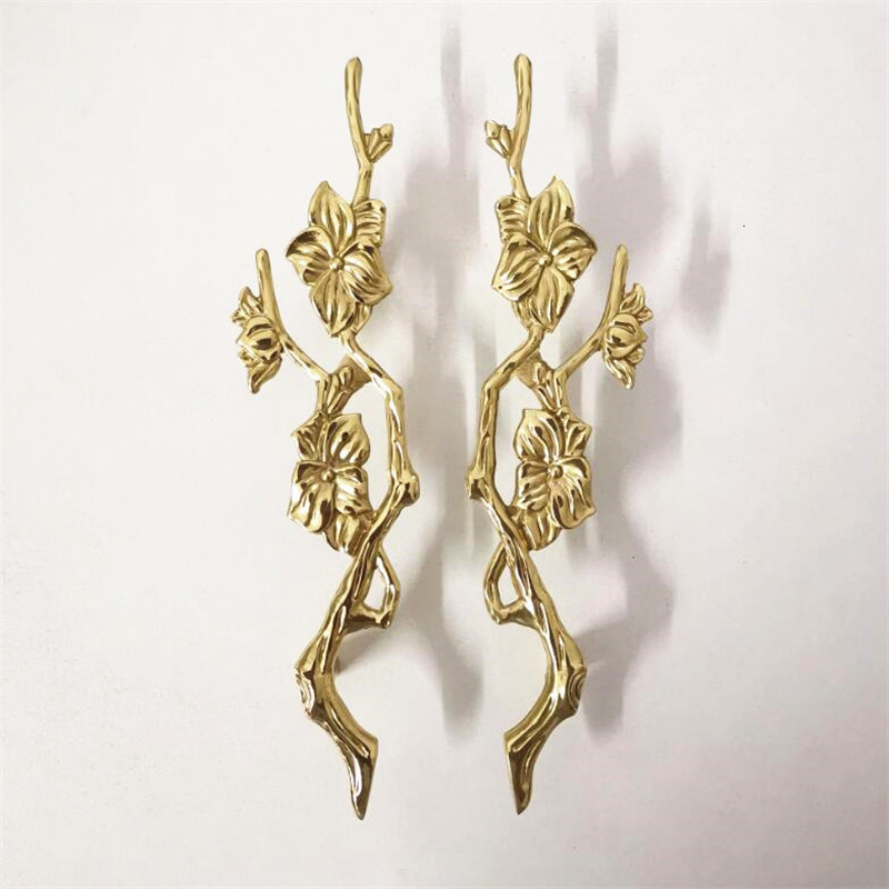 

Handles Pulls Long Strip Brass Double hole branches Handle Gold Copper Drawer Bedroom Cabinet Door Knob Wine Bookcase Closet 230111