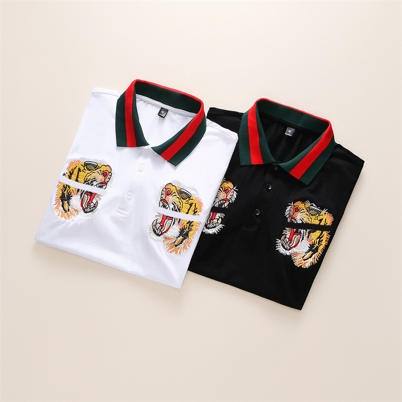 

Fashion polos t-shirt men Casual t shirt Embroidered Medusa Cotton polo Shirt High street collar Polos shirts Design model Asian Size M-3XL #88888888, White