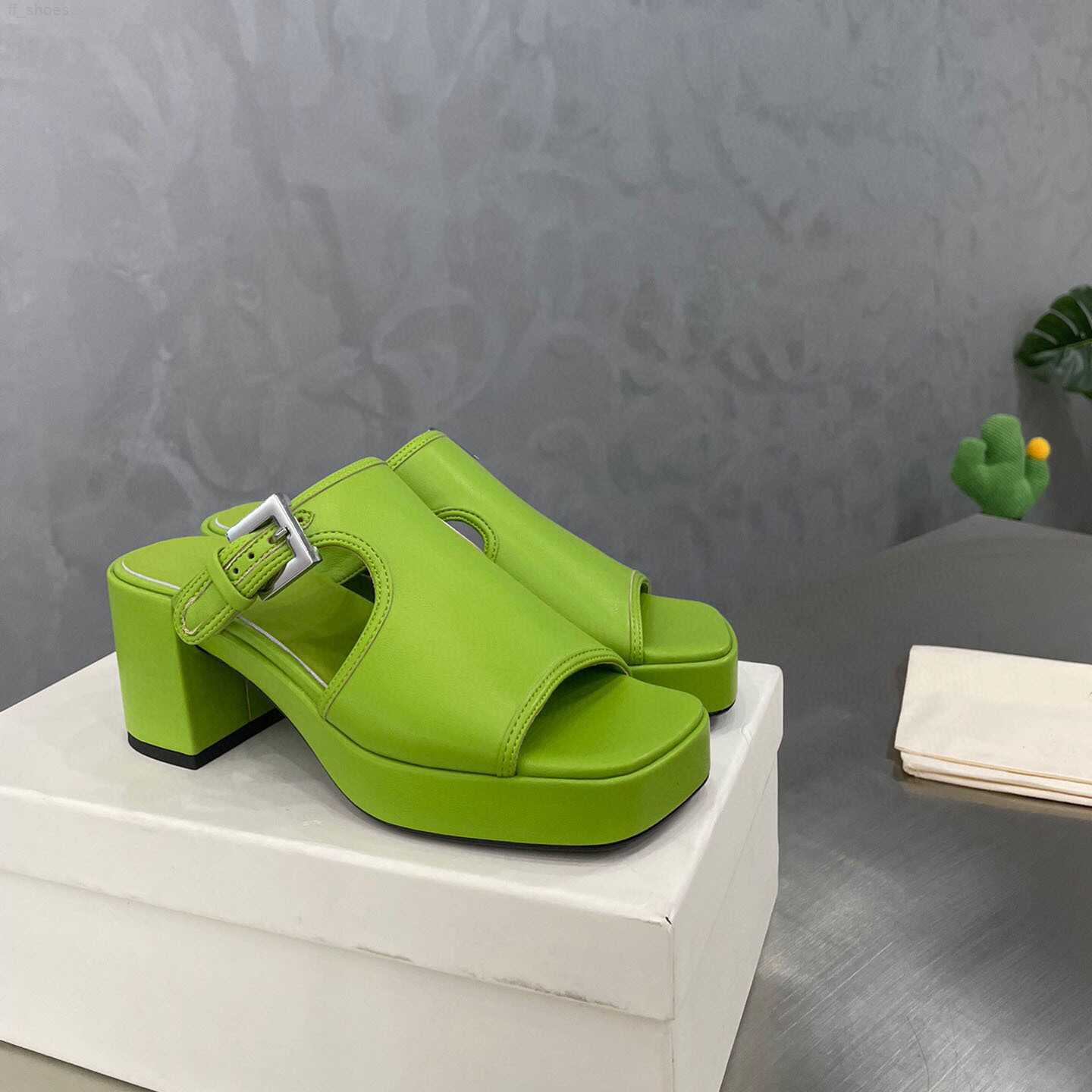 

2023 Thick Sole Chunky Heel Summer Slippers Women Hollowed Out Peep Toe Buckle Slippers Woman Outdoors Party Slippers, Pink