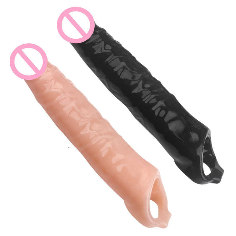 

massager sex toy Lengthened large wolf tooth sleeve with thorn male thick penis lock essence crystal tpe silicone products
