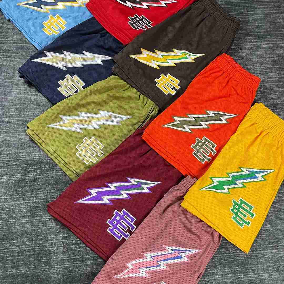 

2023 New Eric EE Basic Lightning Bolt Shorts Summer Casual Shorts Fitness Sweatpants Gym Workout Mesh Sport Shorts Men, Sky blue