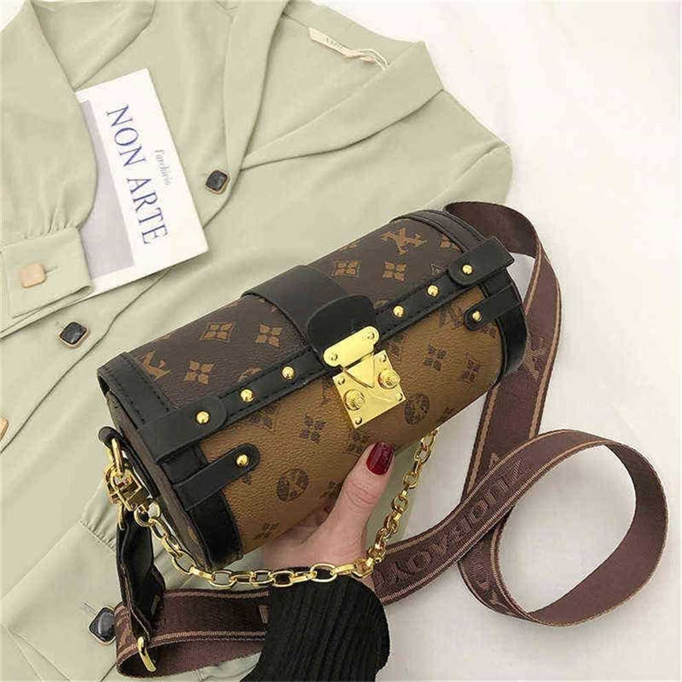 

Designer Bags 55% Off Sale pillow style personalized small tube round contrast color texture oblique cross chain red, Khaki3