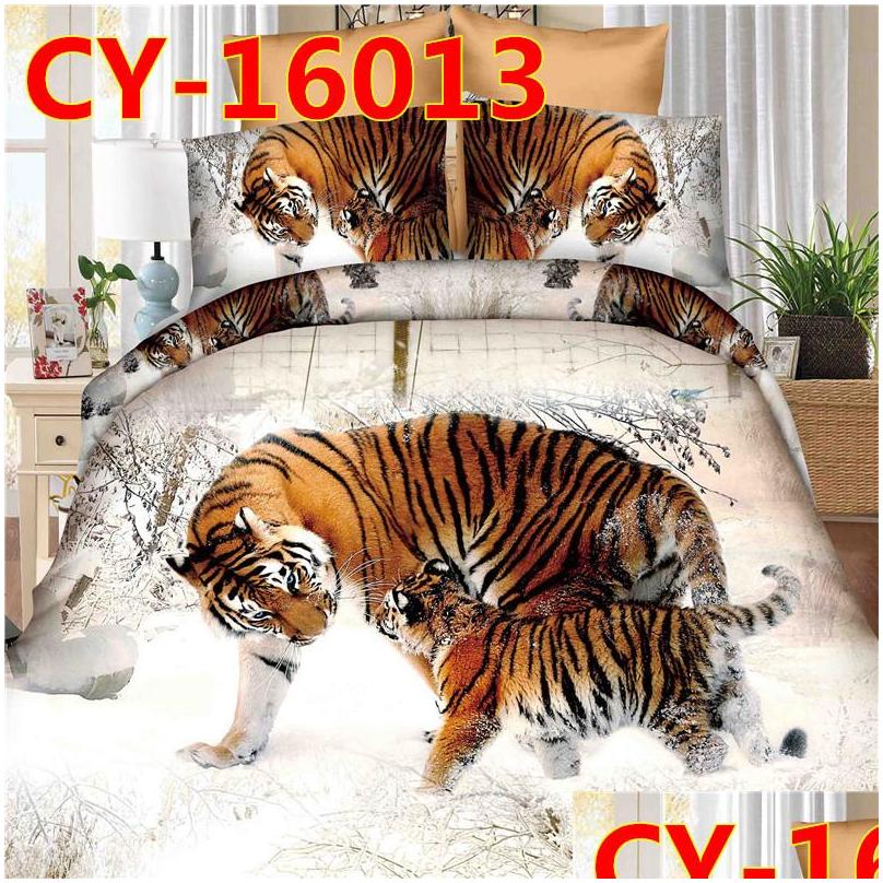 bedding sets 3d leopard printed tiger flowers queen size 4pcs bedclothes pillowcases bed sheet duvet cover set