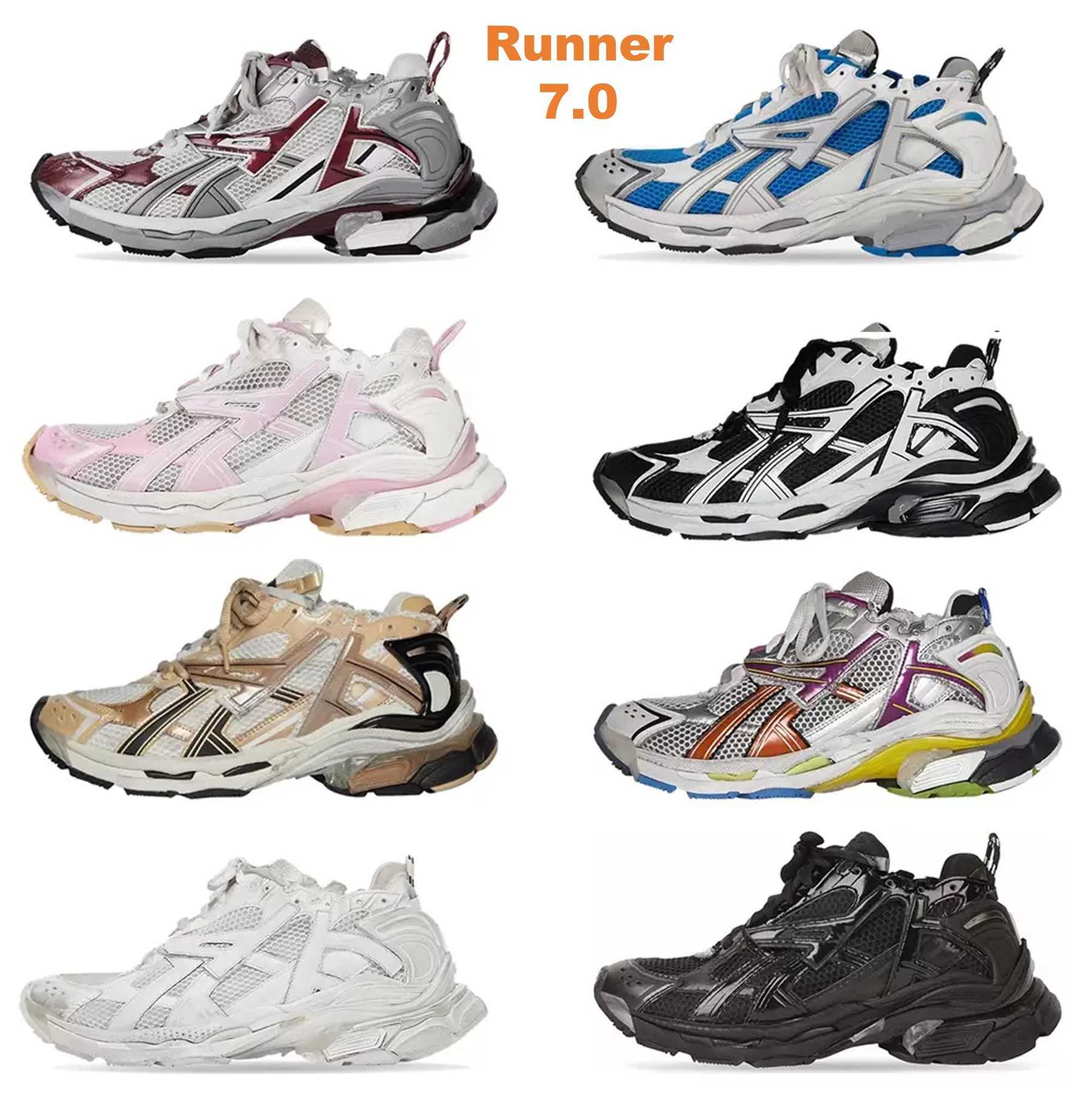 

Designer Men Women casual shoes Paris Runner 7 7.0 Transmit sense retro Trainers black white pink blue BURGUNDY Deconstruction sneakers Size 35-45, Colour# 14
