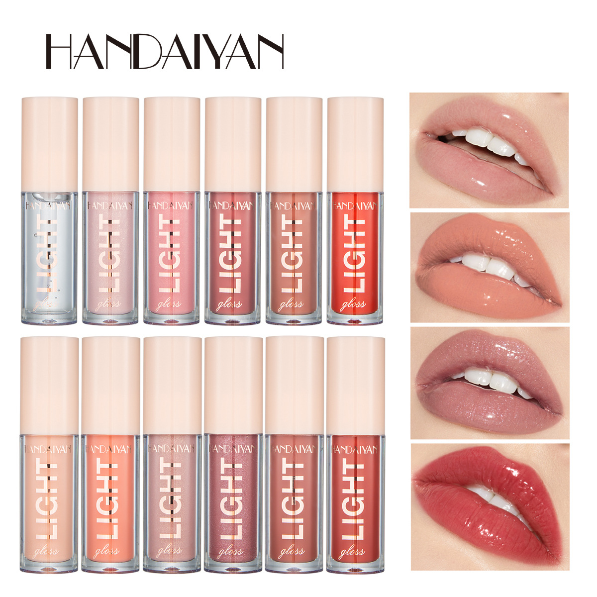 

HANDAIYAN Makeup Mirror water gloss liquid 12 colors moisturizing pearl gloss lipstick glaze, Mixed color