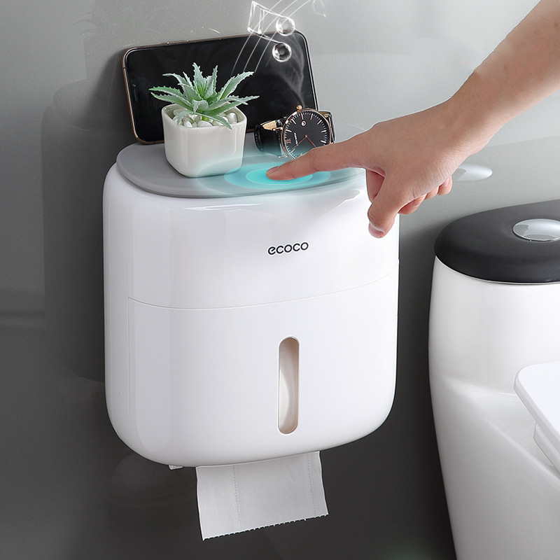 

Waterproof Wall Mount Toilet Paper Holder Shelf Toilet Paper Tray Roll Paper Tube Storage Box Creative Tray Tissue Box Home Storage FSTLY151