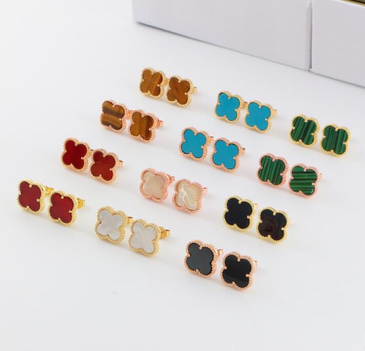 

Classic Titanium steel Pendant Necklaces 18K gold plated Four Leaves Clover women's luck Necklace Earrings Bracelet Designer Jewelry Set MN