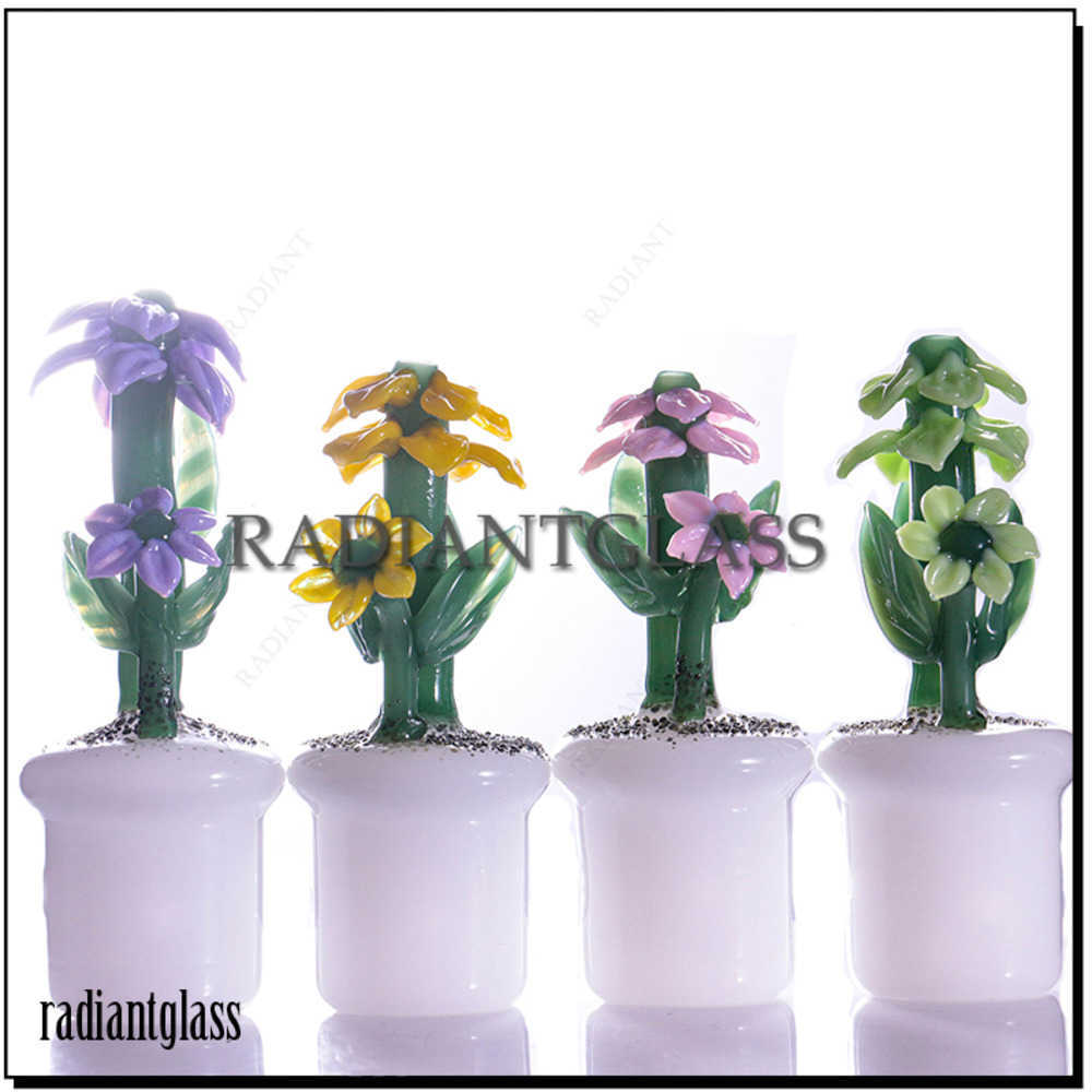 

Glass smoking Pipe Flower with pot design hand tobacco spoon flower shape pipes