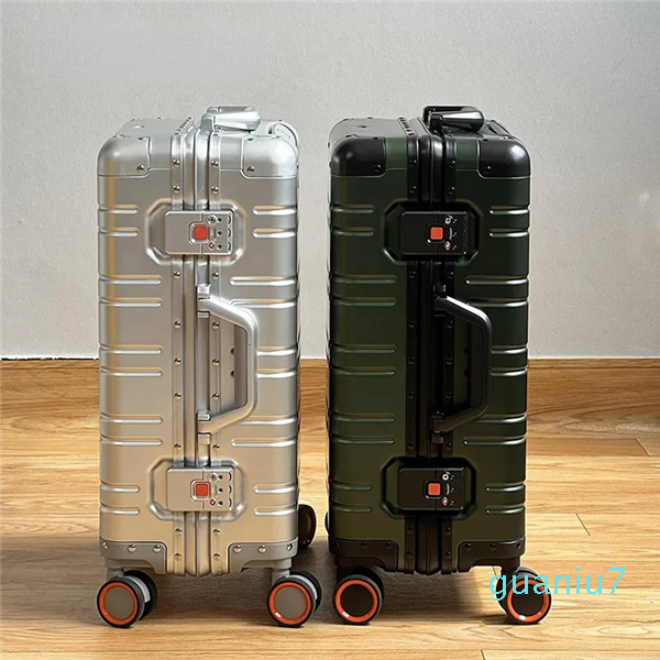 

Suitcases All aluminum magnesium alloy travel suitcase Men s Business Rolling luggage on wheels trolley Carry Ons cabin