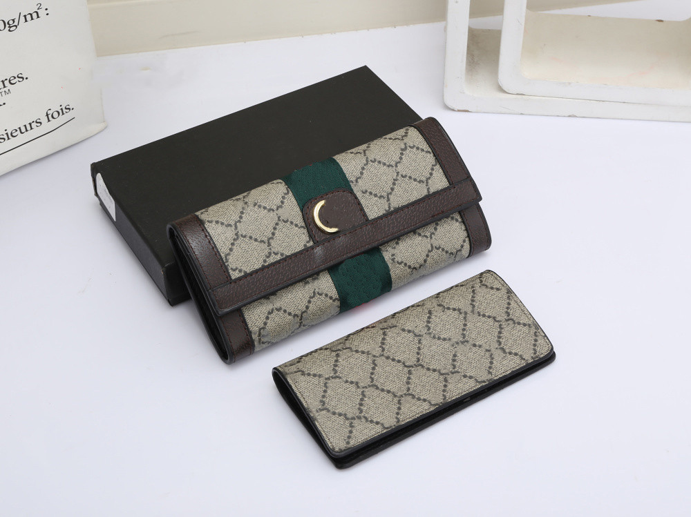 

L Designer wallet money bags cardholder women men double G Ophidia zipper long wallet card holder passport female purses flower pattern Two toned Stripe clutch bags, #2