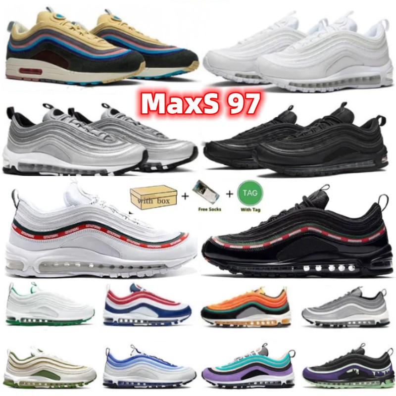 

97 Silver Bullet Running Shoes Mens Women 97s Undefeated Triple Black Trainers Sneakers