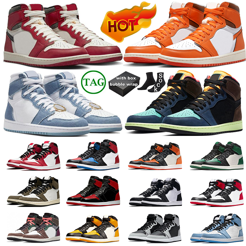 

Basketball Shoes 1 Jumpman 1s Men Women Sneakers Starfish Denim Black Phantom Bred Patent Dark Mocha Chicago Travis Scotts outdoor sports trainers