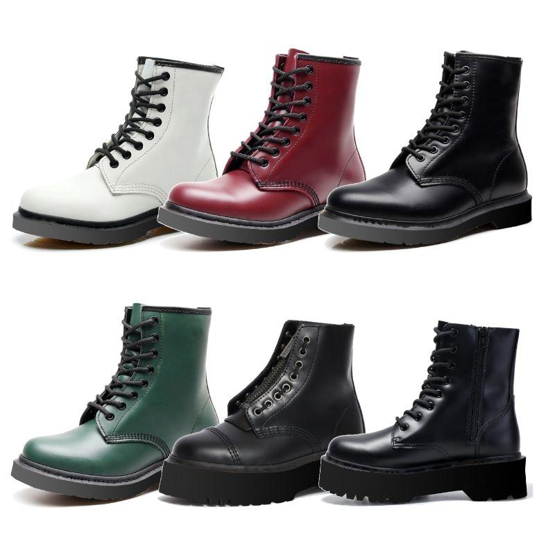 Bottes de cheville de plate-forme Martins pour hommes Femmes Unisexe Style Nappa Cuir Lace-Up Classic Couleur Taille 35-48 NKNEO