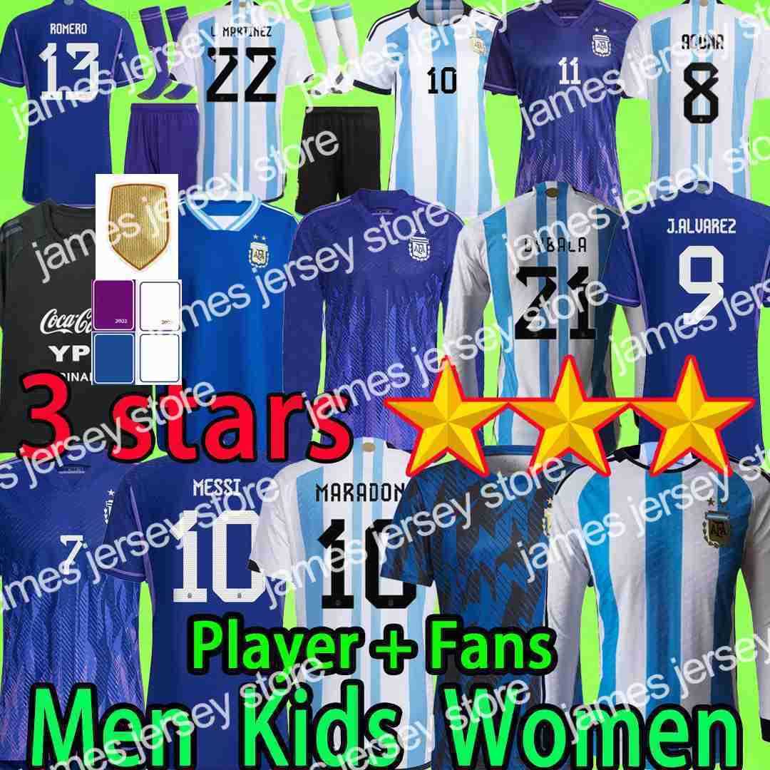 

Soccer Jerseys 3 Stars Argentina Soccer Jerseys 3XL 4XL MEN WOMEN KIDS KIT 2022 Player Version MESSIs long sleeve Maradona J.ALVAREZ DE PAUL 2023 DI MARIA