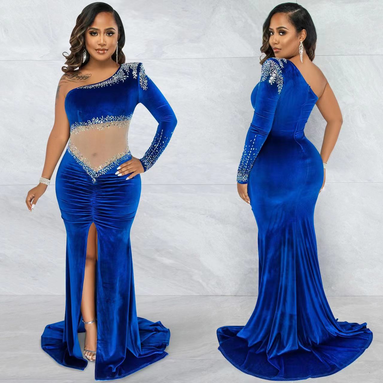 Luxury Zuhair Murad New Evening Dresses 2023 One Shoulder with Beads Crystal High Split Side Celebrity Pageant Gowns Custom Made Robe De Soiree