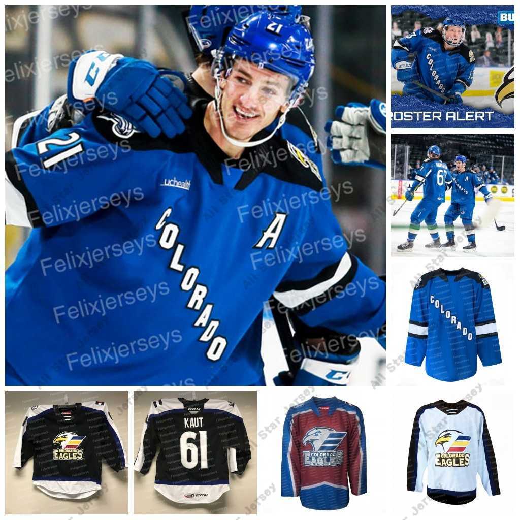 

College Hockey Wears Colorado Eagles AHL Hockey Jersey Rob Hamilton Ryan Wagner Jayson Megna Dylan Sikura Roland Mckeown Kiefer Sherwood Shane Bowers Martin Kaut, Black mens s-xxxl