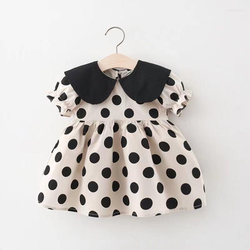 

Girl Dresses 2023 Summer Girls Kids Princess Short Sleeve Dress Children Baby Infants Dot Polka Pleated Casual Vestidos, Cherry white