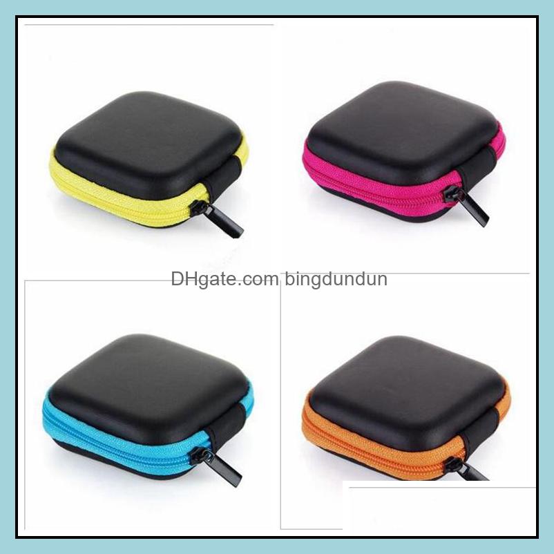 

Storage Boxes Bins Headphone Case Pu Leather Earbuds Pouch Mini Zipper Box Protective Fingertip Gyro Earphone Bags Eva Earphones B Otpkp, See showtures