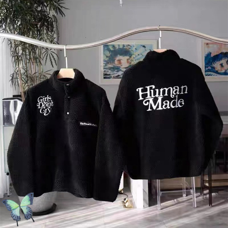 

Men s Jackets Men Women HUMAN MADE Girls Don t Cry Coat Winter Thick Lambswool Polar Fleece 230111