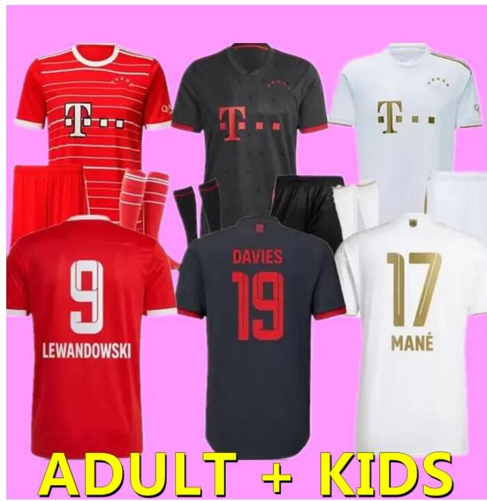 

MANE DE LIGT GNABRY soccer jerseys 22 23 GRAVENBERCH Mazraoui BAYERN MUNICH SANE KIMMICH COMAN MULLER DAVIES football shirtS Men AND Adult Kids sets kit 2022 2023, 2223