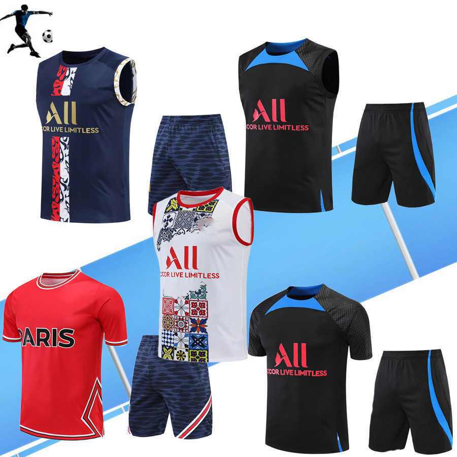 

Sleeveless vest MEN soccer jerseys tracksuit psgs MBAPPE jacket futbol Men Survetement sets Hommes Sportswear Adult training suits football, Shorts