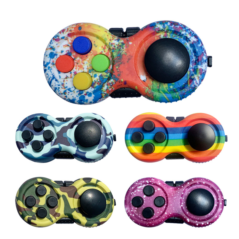 Fidget Pad Finger Sensory Toy Camouflage Color Gamepad Model Fun Cube Push Button Handle Hand Controller Stress Relief Decompression Toys Anxiety-image-708217796