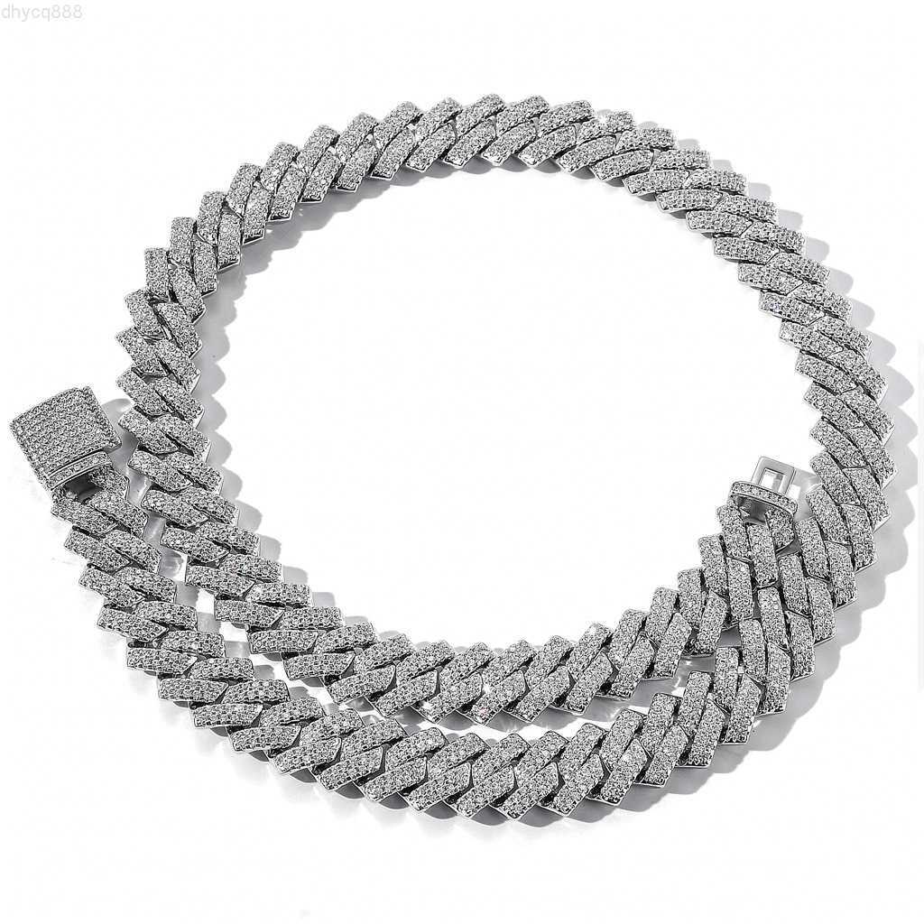 

Custom Hip Hop Necklace Men Jewelry 20mm Arc 925 Silver 18k Gold Plated Iced Out 4 Rows of Moissanite Diamond Cuban Link Chain