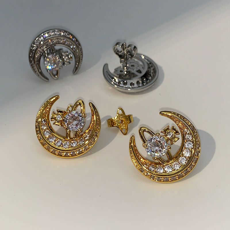 

designer vivian earrings The Empress Dowager is full of diamonds the moon Saturn women's new fashion in daily luxury unique