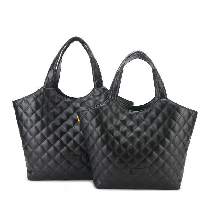 

Rhombic lattice Women's Bag Large Capacity Portable Underarm Bag Big, Black-