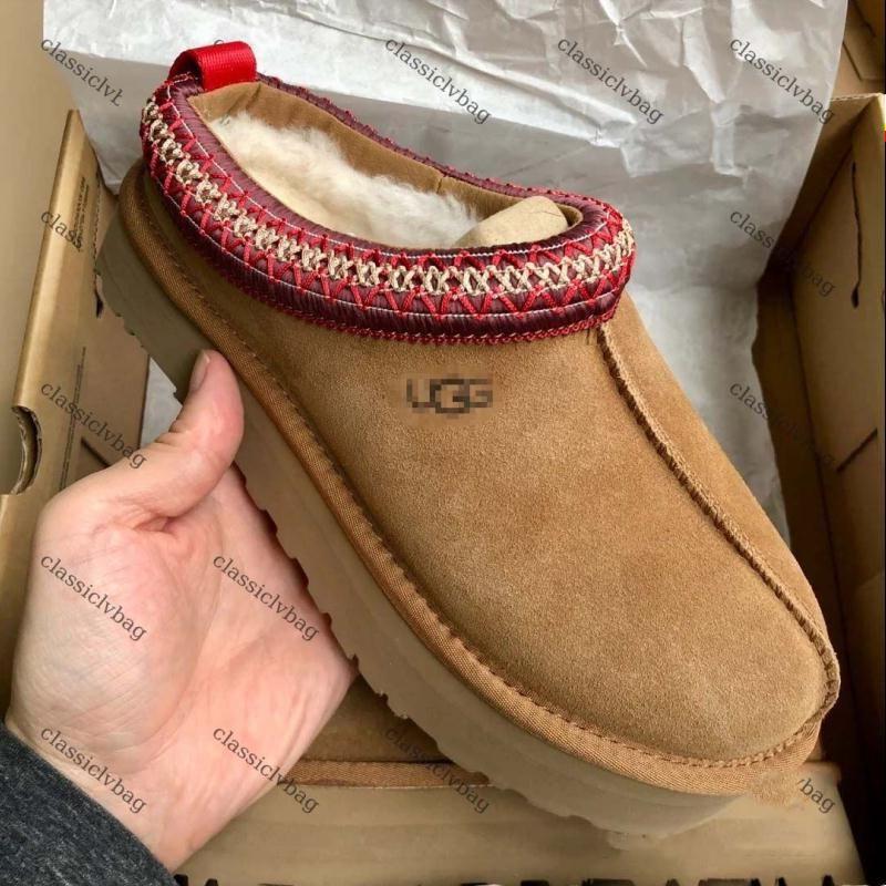 

Womens Tazz Slippers Fur Slides Classic Ultra Mini Platform Boot Tasman Slip-on Les Petites Suede Wool Blend Comfort Winter Designer Bo Qfqr, A1 chestnut