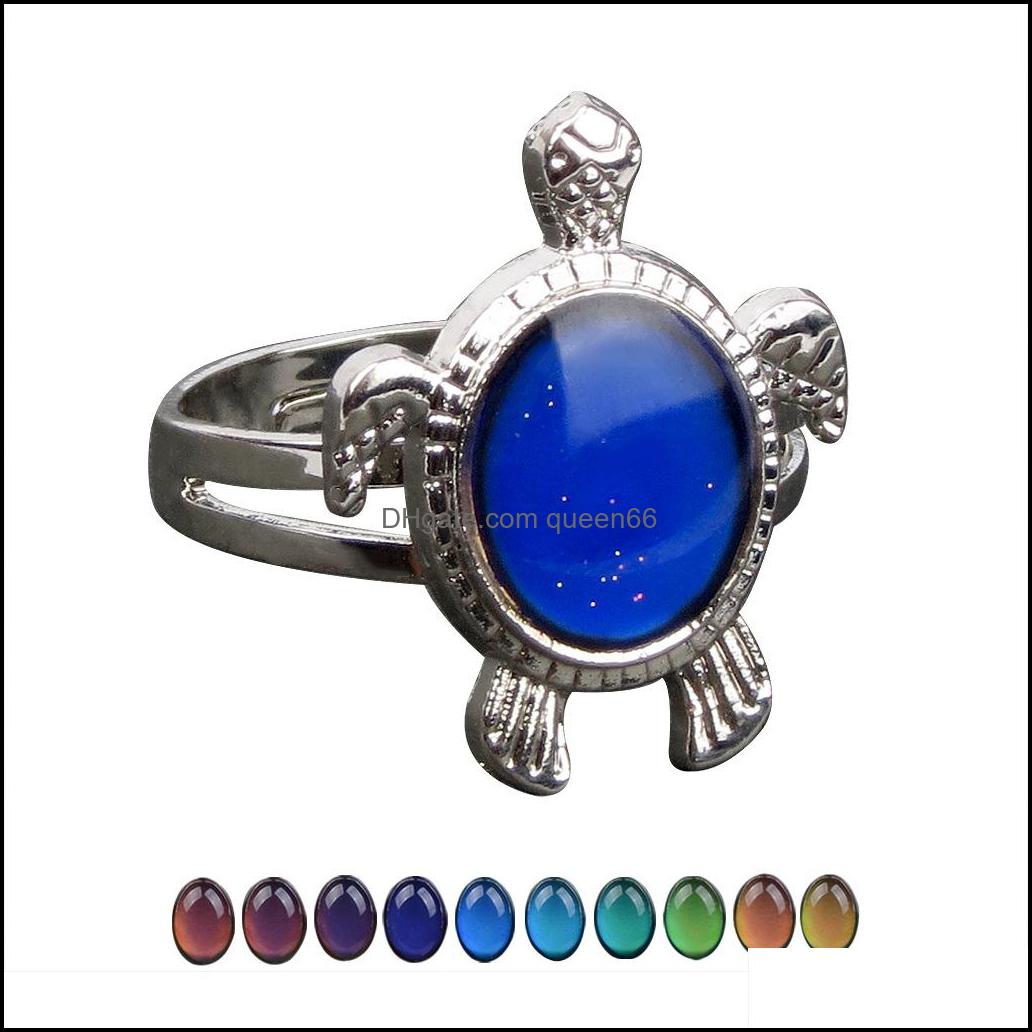 

Band Rings Turtle Mood Ring Color Change Emotion Feeling Temperature Control Women Drop Delivery Jewelry Dhoza