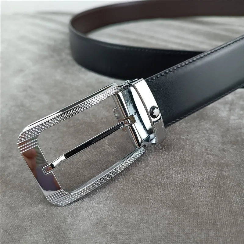 

Designer Belt Luxury Big Pin Mont Buckle Reversible Belts Fashion Men Women Real Leather Belt Width 3.4cm, Multi