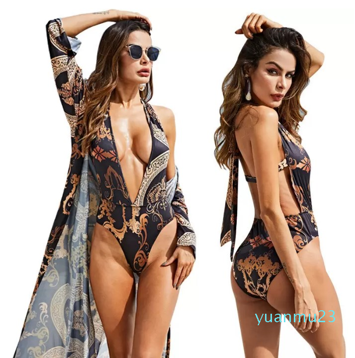 

Charming Cloak Swimsuits Designer Padded Push Up Women's One-piece Swimwear Outdoor Beach Swimming Bandage Travel Vacation Must Swimsuit