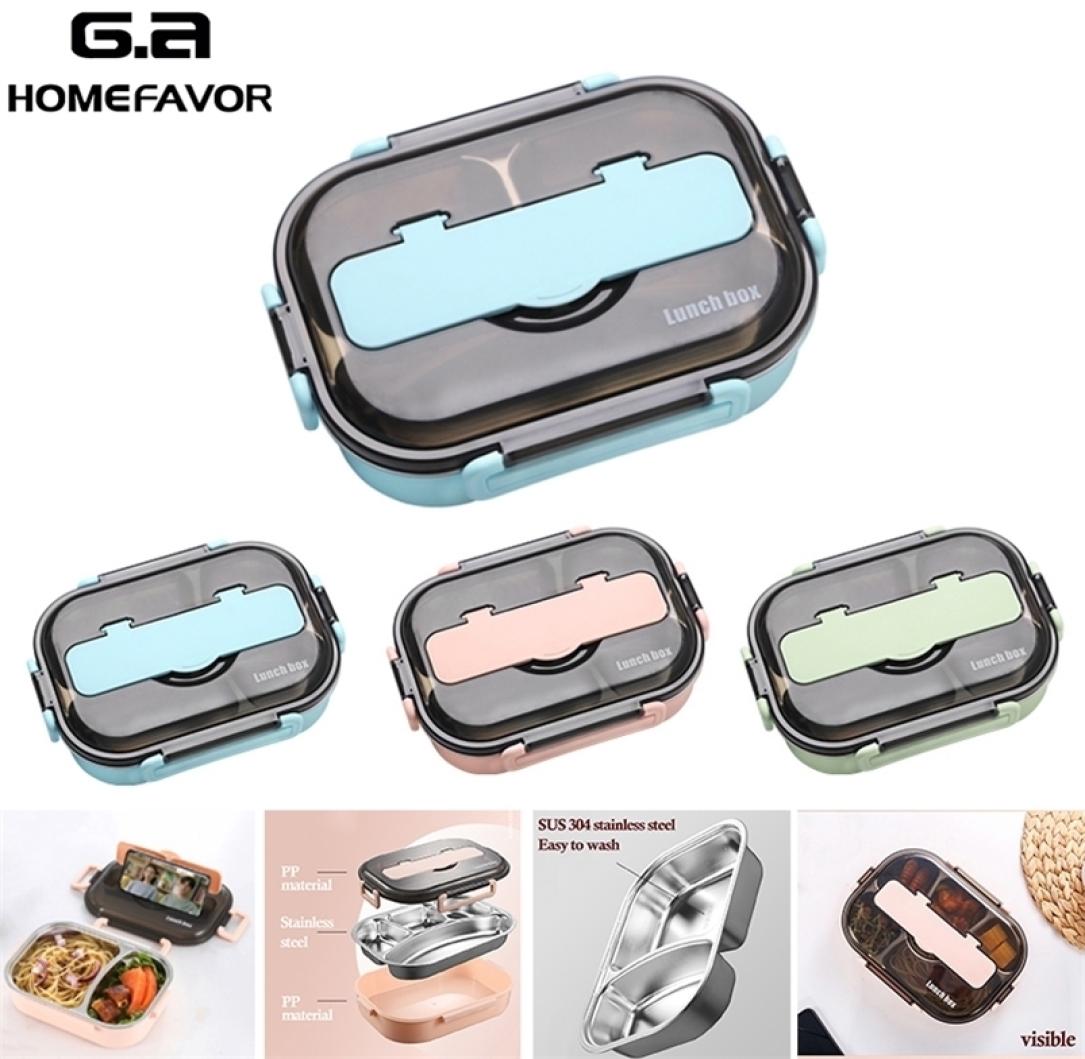 

Lunch Box For Children Adult 304 Stainless Steel Leakproof Bento Box Food Containers Sport Snack Storage Box With Tableware T200712609697