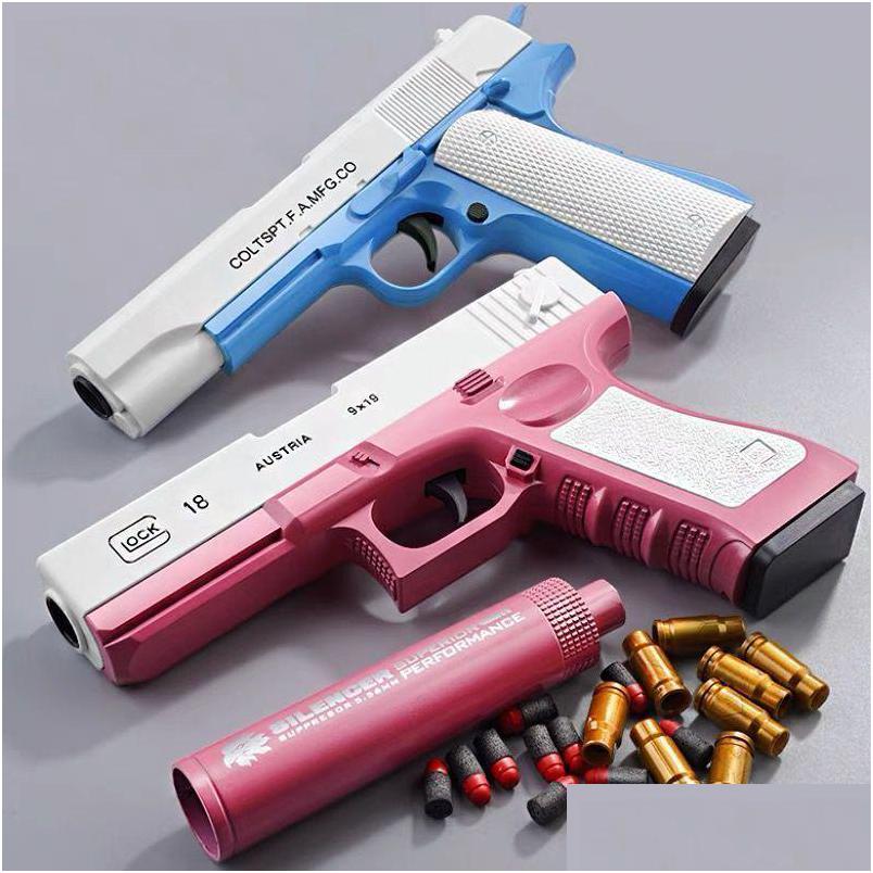 

Gun Toys Pistol Manual Eva Soft Foam Dart Shell Ejection Blaster Toy Firing With Silencer For Children Kid Adt Cs Fighting Boys Birt Dh4Wc