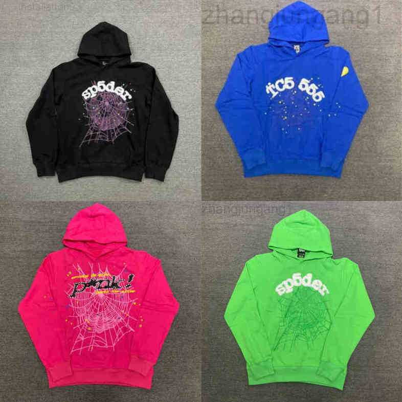 

231D 22sss 555 Designer Hip Hop Kanyes Style Sp5der Hoodie Spider Jumper European and American Hip hop Singers with the Same Paragraph Couple, Sapphire blue