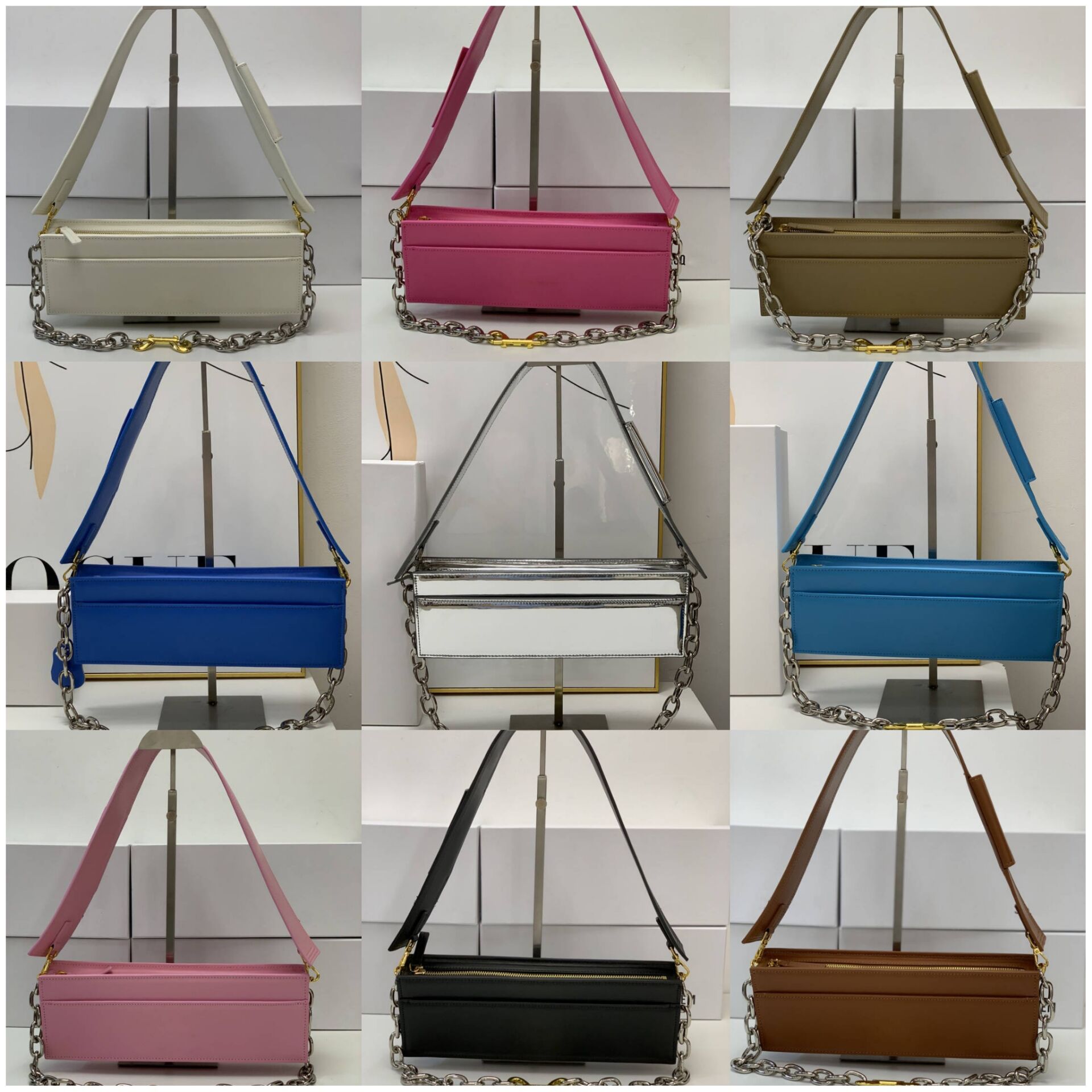 

Fashion Designer Handbags for Woman Rectangle Shoulder Bags with Chain 9Colors 30x10.5x4.5cm 19350, #1
