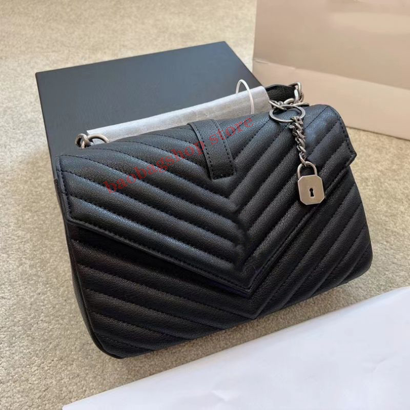 

Designer bag Shoulder Women Bags Handbags tote bagg black calfskin classic diagonal stripes quilted chains gifts wholesale, Silver mark silver chain