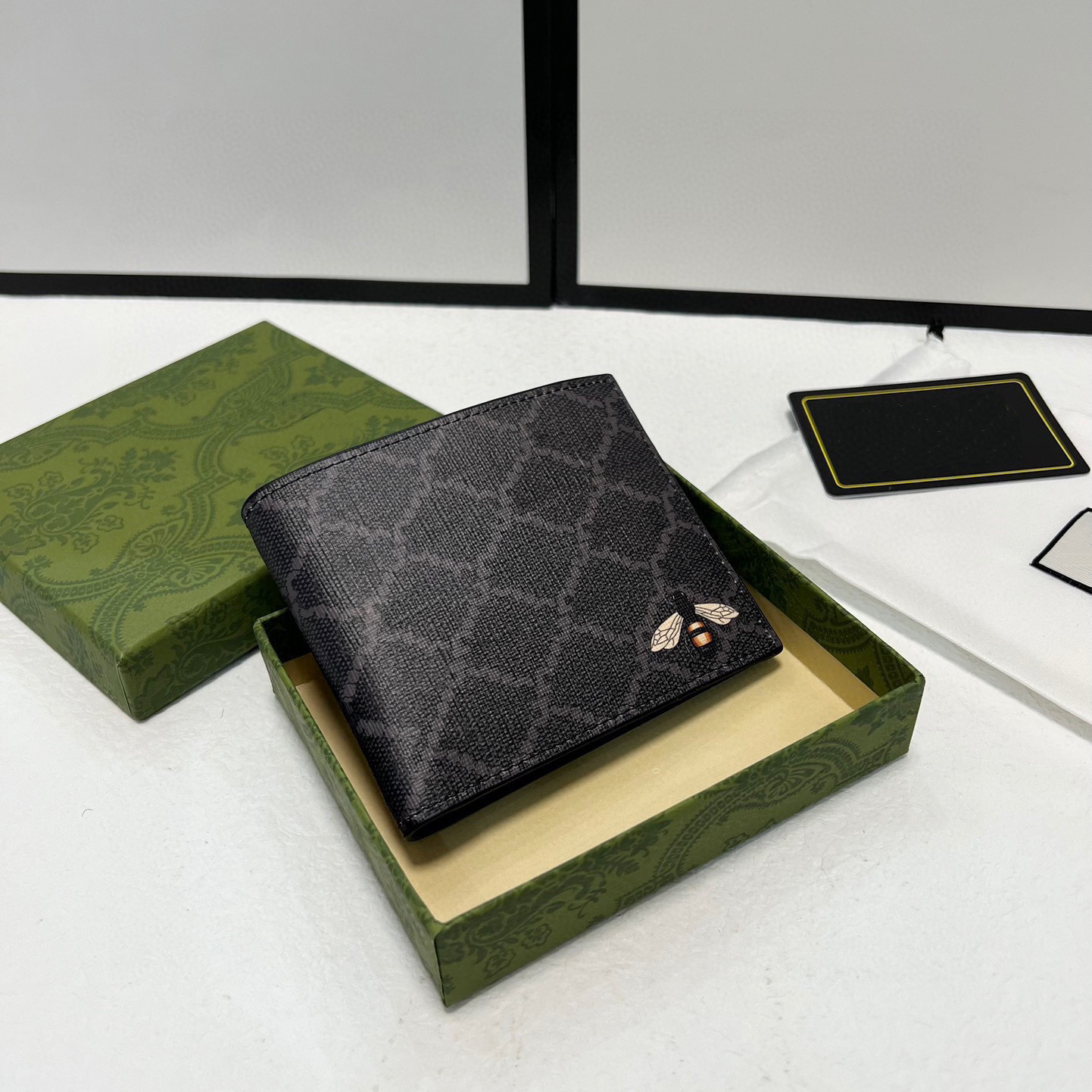 

Designer Mens Animal Short Purses Leather Black Bee Wallets Women Luxury Purse Wallet 11cm Card Holders With Gift Box