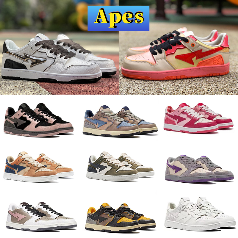

Designer men Casual Shoes Bapestas SK8 Sta sneaker Court Bathing Apes Nigo ABC Camo Pink Blue Low Brown Ivory Vintage Beige Indigo white Red mens womens sneakers GAI, #10- brown ivory 1