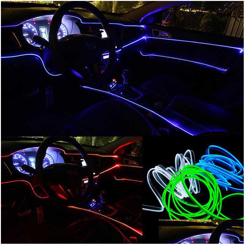

Other Auto Electronics 3/5M El Cold Line Flexible Car Lights 12V Led Neon Wire Lamps On Light Strip Interior Decoration Drop Deliver Dhaer