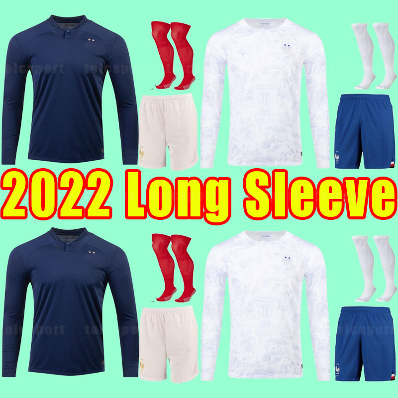

2022 BENZEMA MBAPPE GRIEZMANN soccer jerseyS French KANTE POGBA KOUNDE GIROUD GUENDOUZI Kimpembe 22 23 PAVARO maillot de football shirt Long sleeve full kits socks, Home+patch