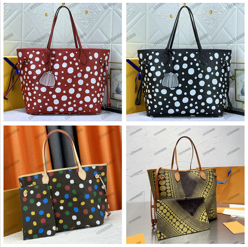 

Totes 23SS YK Never Shopping Bag Designer Polka Dots MM Tote Women Yayoi Kusama Composite Bag With zipped pouch Leather Shoulder bags Ultra functional, 01