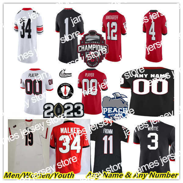 

American College Football Wear 2023 Champions Stetson Bennett IV College Football Jerseys Kenny McIntosh Daijun Edwards Brock Bowers Ladd McConkey Malaki Starks K, Men red
