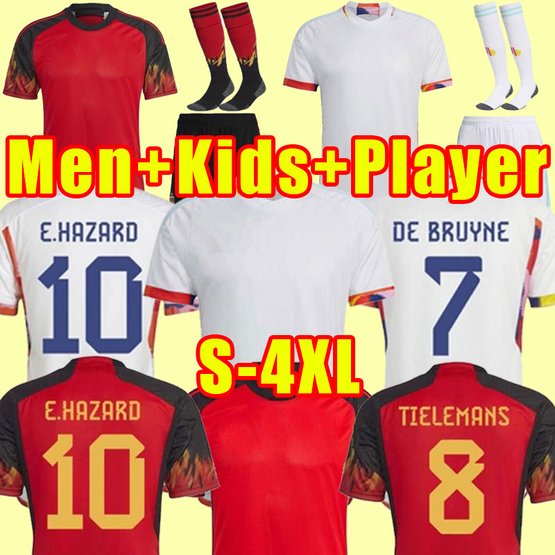 

2022 Belgium national team Soccer Jerseys hazard COURTOIS LUKAKU TIELEMANS 22 23 Michy Batshuayi Kevin De Bruyne KOMPANY Fans Player version men kids child 4xl 3xl, Home women