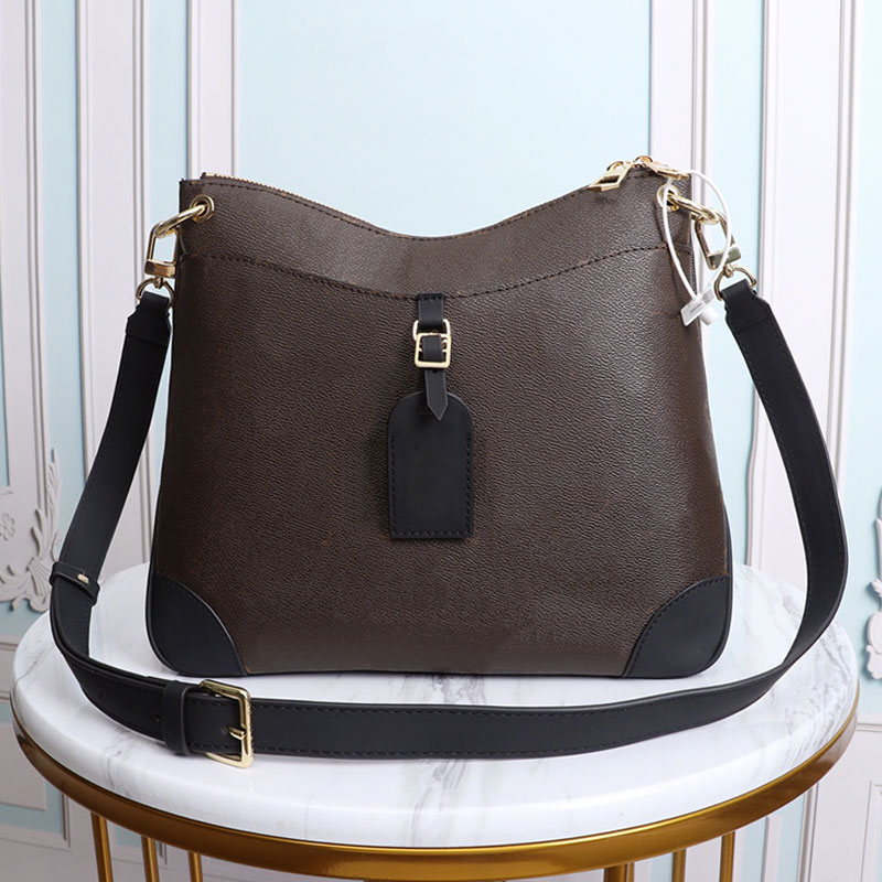 

23/32cm Vintage Bucket Bag Designer Crossbody Bags Shoulder Back Handbags Soft Canvas Cowhide Leather Totes Luxury Purse Fashion Lattice M45355 45356 Pouch Wallets, Black lattice