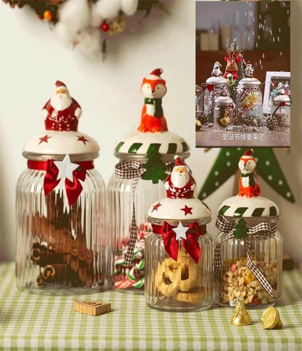 

Glass Candy Jar Christmas Gift Storage with Lid Dried Fruit European Roman Sugar Bowl Yurt Snack Sealed Container 2201109624013