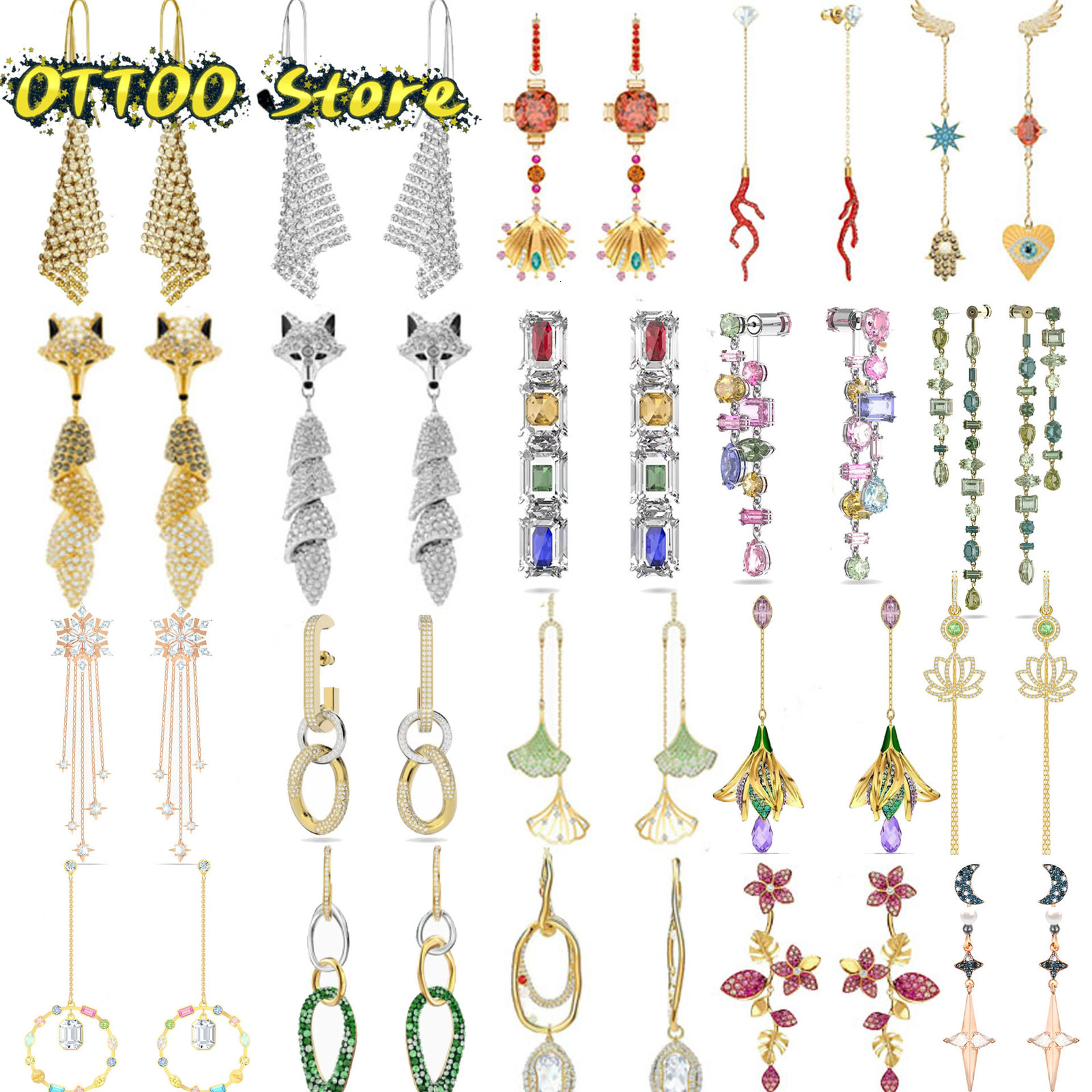 

Charm Original 1 1 Swa Trendy Earrings Fine Jewelry High Quality Charms Lotus Parrot Star Moon Snowflake Butterfly for Women 230111